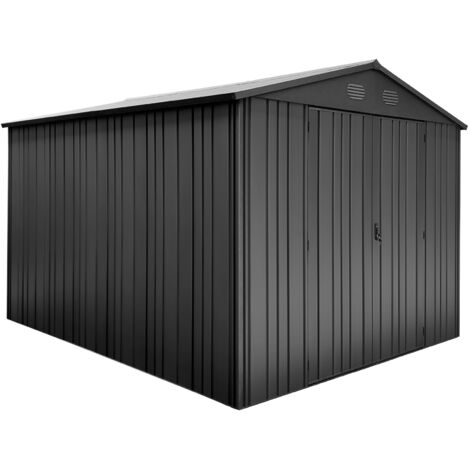 Hoggar – Caseta de Jardín Metálica 7,94m2 Pioneer Y90 – Columnas en V – Estructura Autoportante – Puertas Reforzadas – Cobertizo Exterior 262x303x213cm
