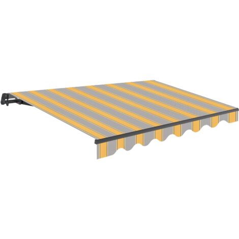 Wasabi - Toldo Retráctil Exterior 2,5x2m Gris y Amarillo Poliéster – Lona Protección Solar UV - Estructura de Aluminio Antracita – Manivela Incluida – Manual Enrollable Terraza Jardín Balcón