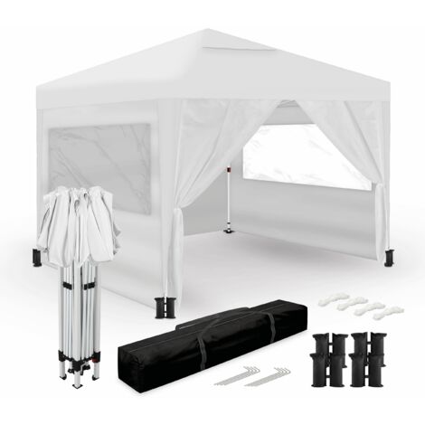 Carpa Plegable 3x3m – 4 Paredes Laterales – Blanca – Jardín Exteriores