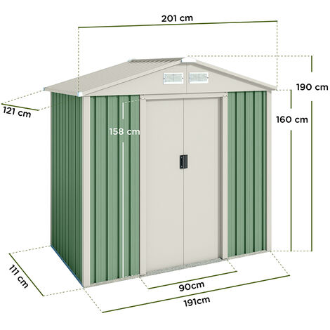 Caseta de jardín metálica Nybro 2,43m2 - 10 años garantía - 121x201x190cm.  Cobertizo jardin