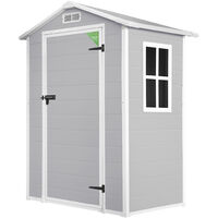 Caseta de Resina Jardín Wasabi Aqua 1.4 - Espesor de 12 mm Robusto - Suelo incluido - Ventana - 134x103x202cm 1,37m2