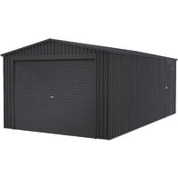 Garaje Metálico 19,52m2 Jarama – Resguardo Exterior Coche - Puerta Enrollable Extra Ancha – Color Gris Antracita - 576x338x243cm