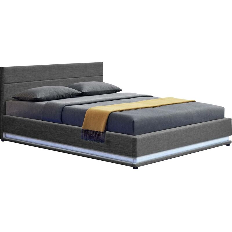 Habitatetjardin Cama Con led anastasia 140 x 190 cm gris oscuro et jardin colchón140x190