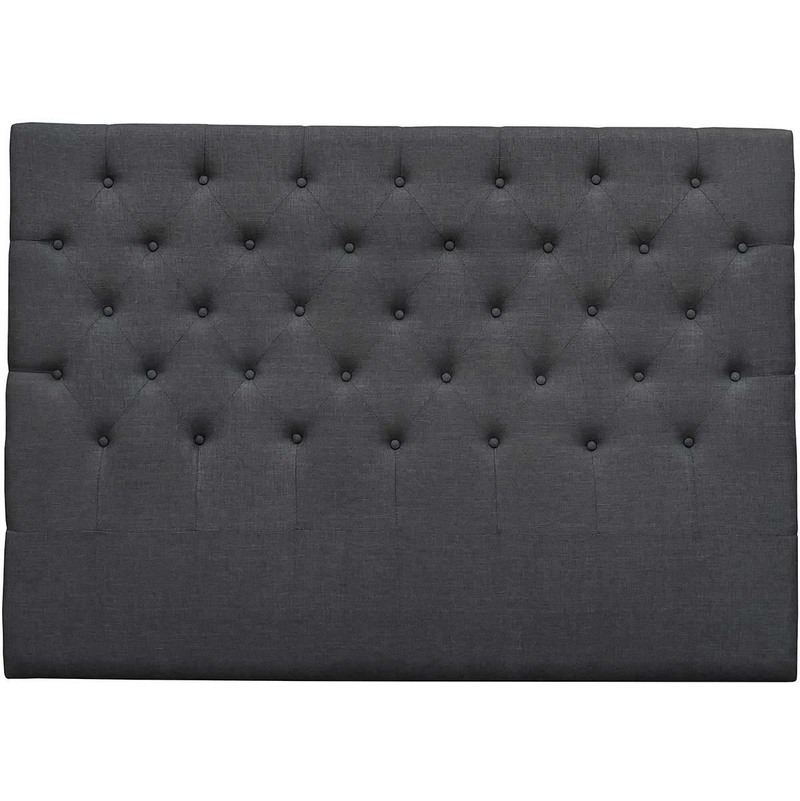 Cabecero de cama acolchado 160 cm DÉCO en tela - Gris oscuro