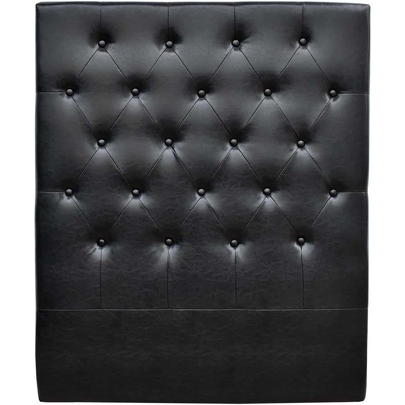 Cabecero de cama acolchado 90 cm Déco en PVC - Negro