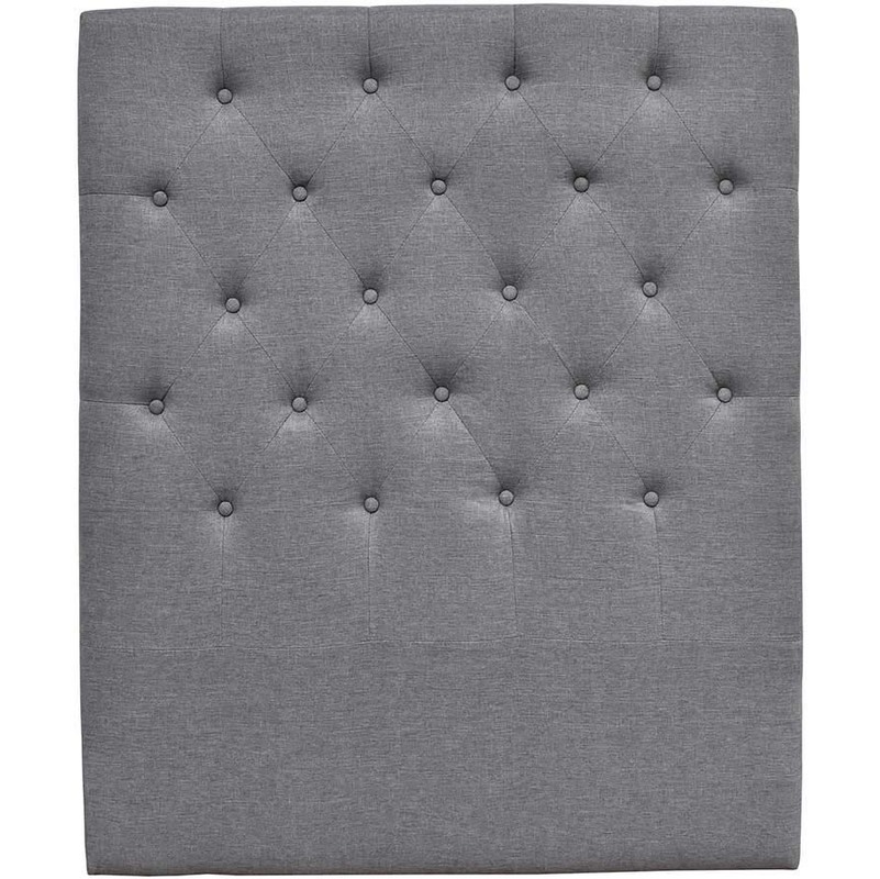 Cabecero de cama acolchado 90 cm DÉCO en tela - Gris