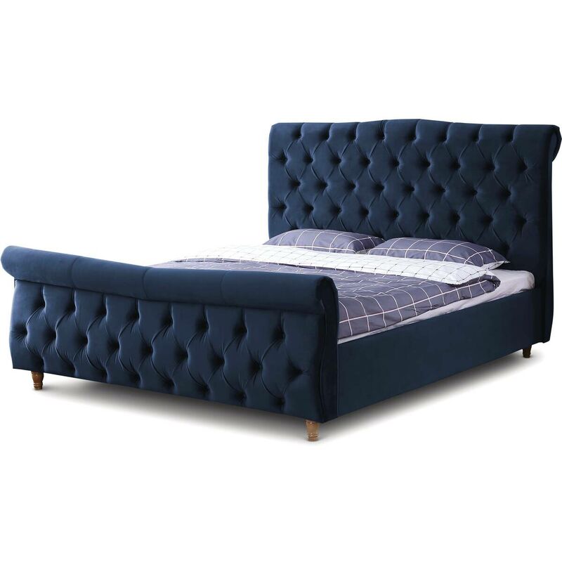 Cama de terciopelo "Richard" - 140 x 190 cm - Azul