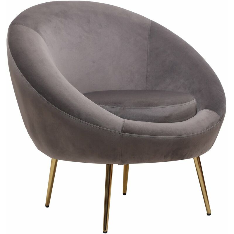 Sillón de terciopelo "Cocoon" - 77 x 74 x 77,5 cm - Gris