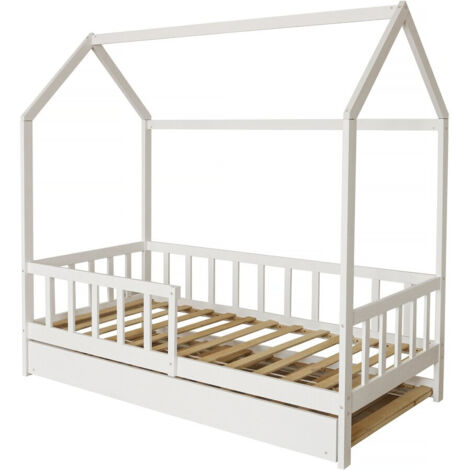 Cama cabaña infantil "Paloma" con cajón - 90 x 190 cm - Blanco