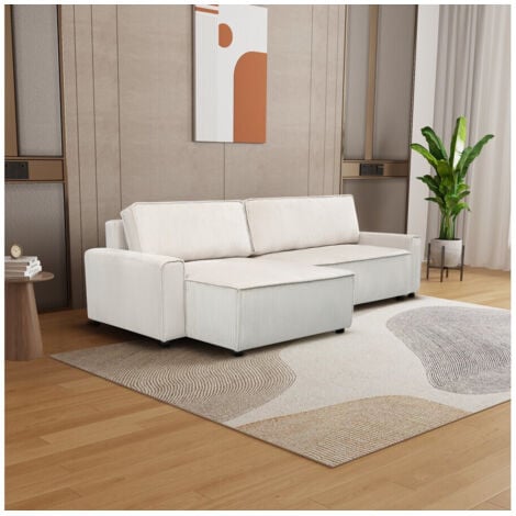 Sofá esquinero convertible y reversible de pana 