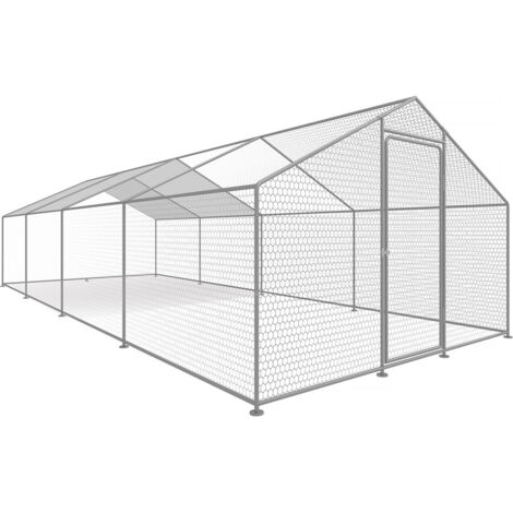 Gallinero 24 m² parque de malla metálica 8 x 3 x 2 M acero galvanizado
