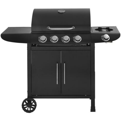 Barbacoa de gas "Feria 5" - 5 fuegos incluido 1 lateral - 14,5 kW - Negro