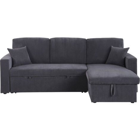Sofá esquinero convertible de pana &lt&gt - 3 asientos - Gris