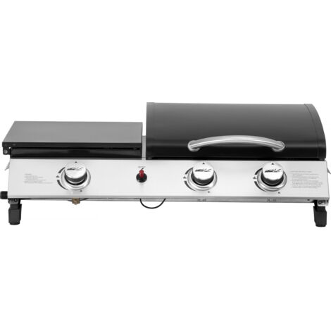 Plancha de gas con tapa "Rasio" - 7,5 KW - 3 fuegos - Negra (1/5)