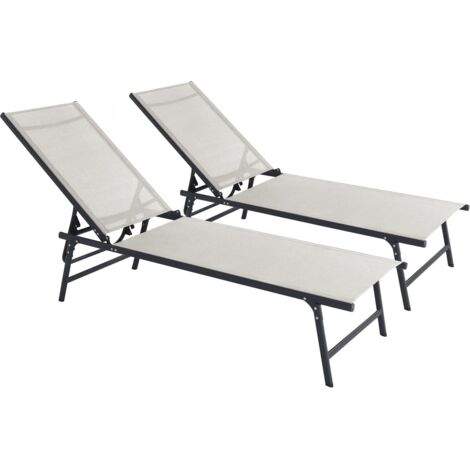 Juego de 2 tumbonas metálicas "Sublima" - 180 x 54 x 104 cm - Beige