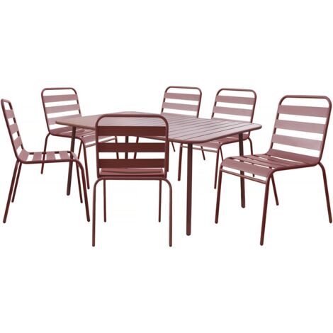Conjunto de muebles de jardín metálicos "Bilbao" - 6 plazas - Terracota (1/4)