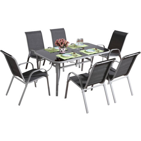 Comedor de jardín en textileno Cordoba - Phoenix - Gris oscuro