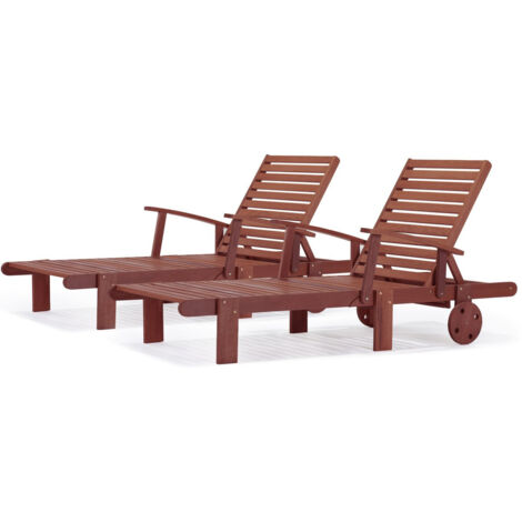 Juego de tumbonas pleglables - en madera exótica Tokyo - Mahogany- Marrón caoba