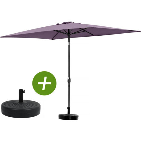 Sombrilla de jardín "Sol 2" - Rectángulo - 2 x 3 m - Púrpura + Placas de pesas incluidas (1/5)