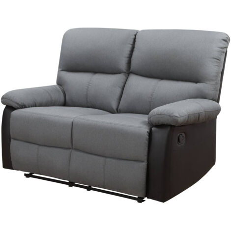 Sofá reclinable 2 plazas "Lincoln" - Negro/Gris oscuro