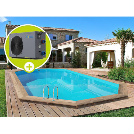 Piscina de madera " Palma " - 7,57 x 4,07 x 1,31 m + Bomba de calor 6,1 kW