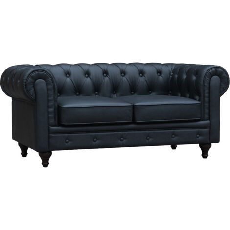 Sofá Chesterfield "Aliza"- 2 plazas - Negro