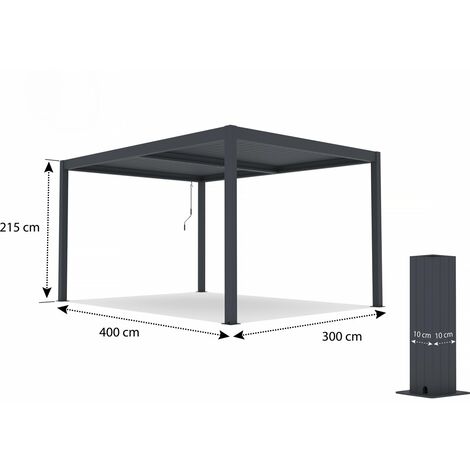 Pérgola bioclimática "Windsor" de aluminio con led 3 x 4 - Gris