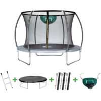 Trampolín KIDUKU Con Red De Seguridad Y Escalera – 244/305 Cm, Capacidad Hasta 150 Kg, Para Jardín Y Exterior
