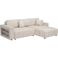 Sofá cama esquinero 3 plazas en tejido de chenilla - "Trocadero" - Beige