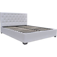 Cama doble con cofre "Tino" 140 × 190 cm - Blanco