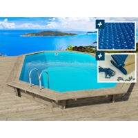 Piscina de madera " Florida " - 6,57 x 4,57 x 1,31 m + cubierta de burbujas 180 µ + cubierta de invierno 280 gr/m².