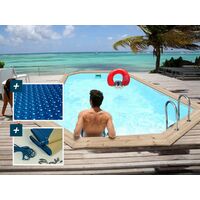 Piscina de madera Córdoba - 3,48 x 2,15 x 1,18 m + cubierta de burbujas de 180 µ - cubierta de invierno de 280 g/m²