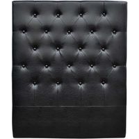 Cabecero de cama acolchado 90 cm Déco en PVC - Negro