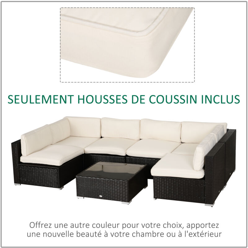 Lot de 14 housses de rechange coussins salon de jardin - 6 housses coussin  d'assise, 8 housses coussin dossier - housses zippées polyester déperlant  bleu