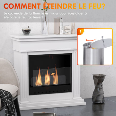 Cheminée De Sol Design Giulio Cesare – 40 X 80 Cm – Acier Inoxydable Blanc – Made In Italy – Pour Salon, Loft - 7