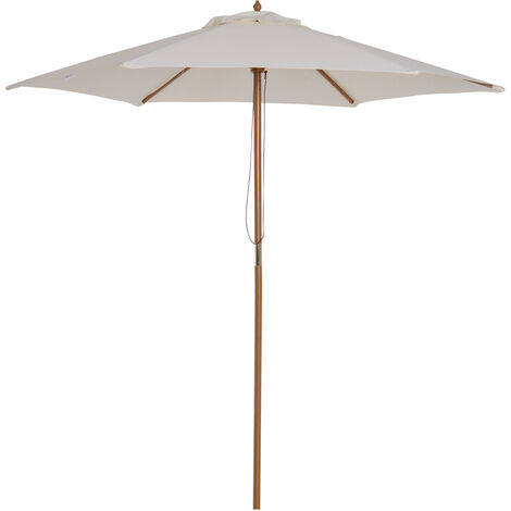 Outsunny Parasol droit hexagonal grande taille de jardin Ø 2,5 x 2,3H m bois de bambou crème