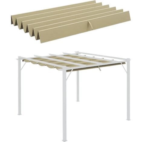 Toile de rechange pour pergola rétractable 3 x 3 m polyester haute densité 180 g/m² imperméabilisé beige