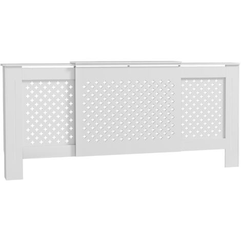 Homcom – Cache-radiateur extensible en MDF – Longueur 136-200 cm – Largeur 21,5 cm – Hauteur 91,7 cm – Blanc – Installation facile