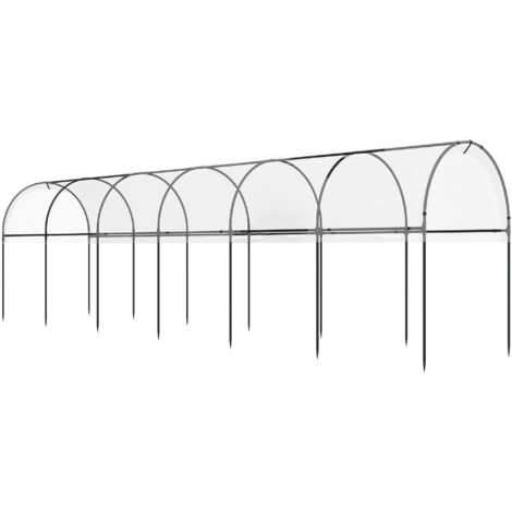 Serre de jardin serre à tomates dim. 6L x 1,23l x 1,71H m acier thermolaqué vert PE haute densité transparent