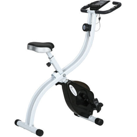[JAMAIS UTILISÉ] Vélo d'appartement pliant - SPORTNOW - vélo de fitness - 8 niveaux de résistance - selle réglable - écran LCD - acier blanc