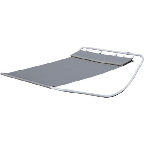 [JAMAIS UTILISÉ] [JAMAIS UTILISÉ] Bain de soleil transat de jardin bascule 2 personnes hamac 2,12 x 1,75 x 0,6 m gris