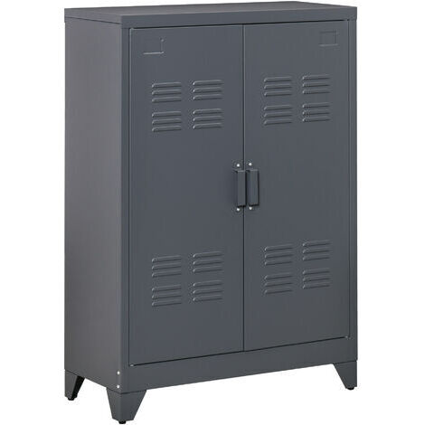 [JAMAIS UTILISÉ] HOMCOM Armadio Ufficio a 3 Livelli con 2 Ripiani Regolabili, Armadio in Metallo Portadocumenti con 2 Ante, per Casa, Ufficio e Garage, 75x33x110cm, Grigio