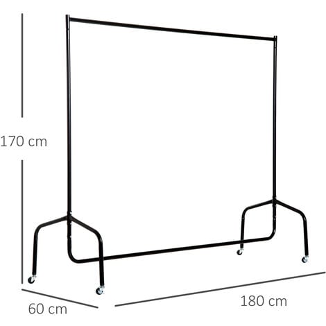 Portant tringle à vêtements acier charge max. 140 Kg dim. 180L x 60l x 170H cm noir