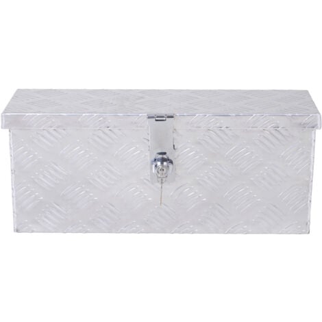 HOMCOM Boite de rangement - boîte à outils en aluminium - caisse à outil alu. verrouillage clé dim. 50L x 15,5l x 20,5H cm
