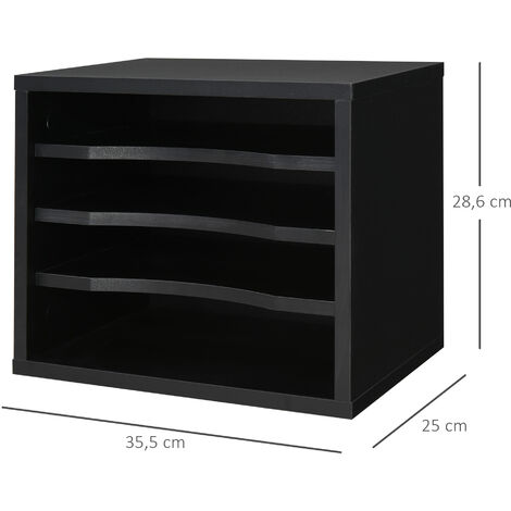 35,5L x 25l x 28,6H cm Organiseur bureau bois noir avec 4 couches fournitures support dimprimante dim