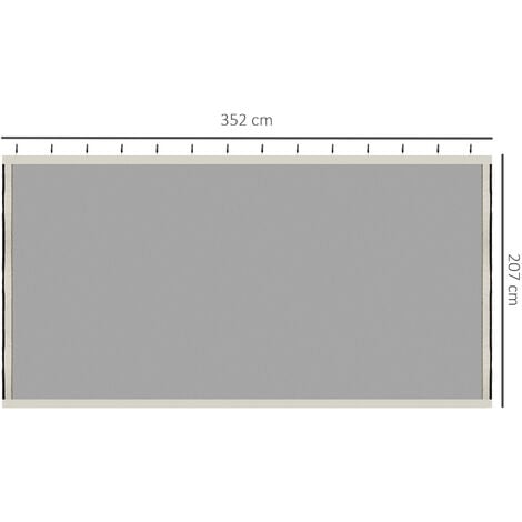 Moustiquaires pour tonnelle barnum pavillon de jardin 3 x 4 m - lot de 4 moustiquaires zippées + crochets d'attaches - polyester nylon