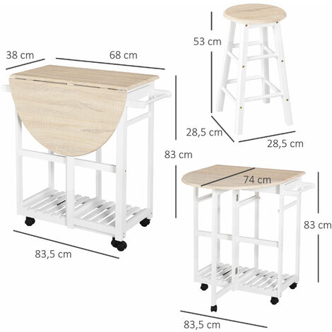 HOMCOM Table de lit/fauteuil - table roulante - hauteur réglable - 2  étagères intégrées - panneaux particules E1 aspect bois métal blanc pas  cher 