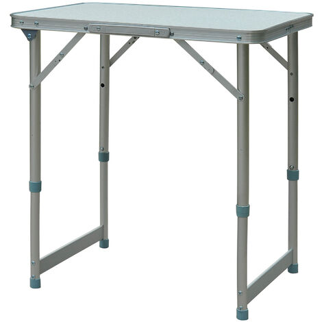 Table pliante table de camping table de jardin hauteur réglable aluminium MDF blanc - Blanc