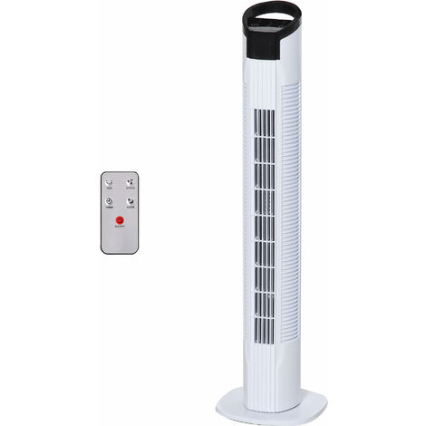 HOMCOM Ventilateur colonne tour oscillant 50 W silencieux télécommande  incluse minuterie 3 modes 3 vitesses blanc noir