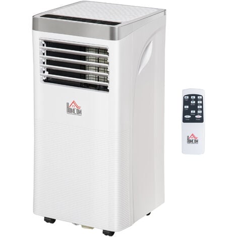 HOMCOM Climatiseur portable 9.000 BTU/h - ventilateur, déshumidificateur - réfrigérant naturel R290 - télécommande - débit d'air 360 m³/h - blanc - Blanc